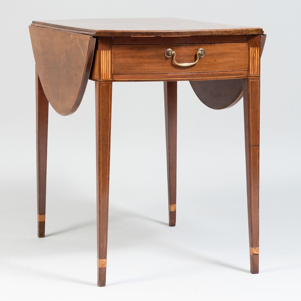 Appraisal: American Federal Inlaid Mahogany Pembroke Table x x in closed