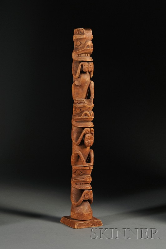 Appraisal: Northwest Coast Carved Wood Model Totem Pole c last quarter