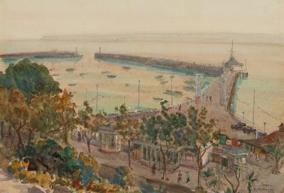 Appraisal: Ryuson Chuzo Matsuyama - Torquay Pier signed and dated watercolour