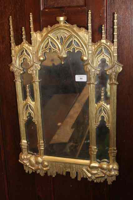 Appraisal: A GOTHIC STYLE GILTWOOD WALL MIRROR x