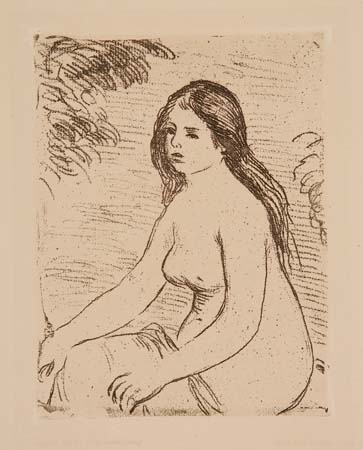 Appraisal: PIERRE-AUGUSTE RENOIR Femme nue assise Soft-ground etching on cream laid