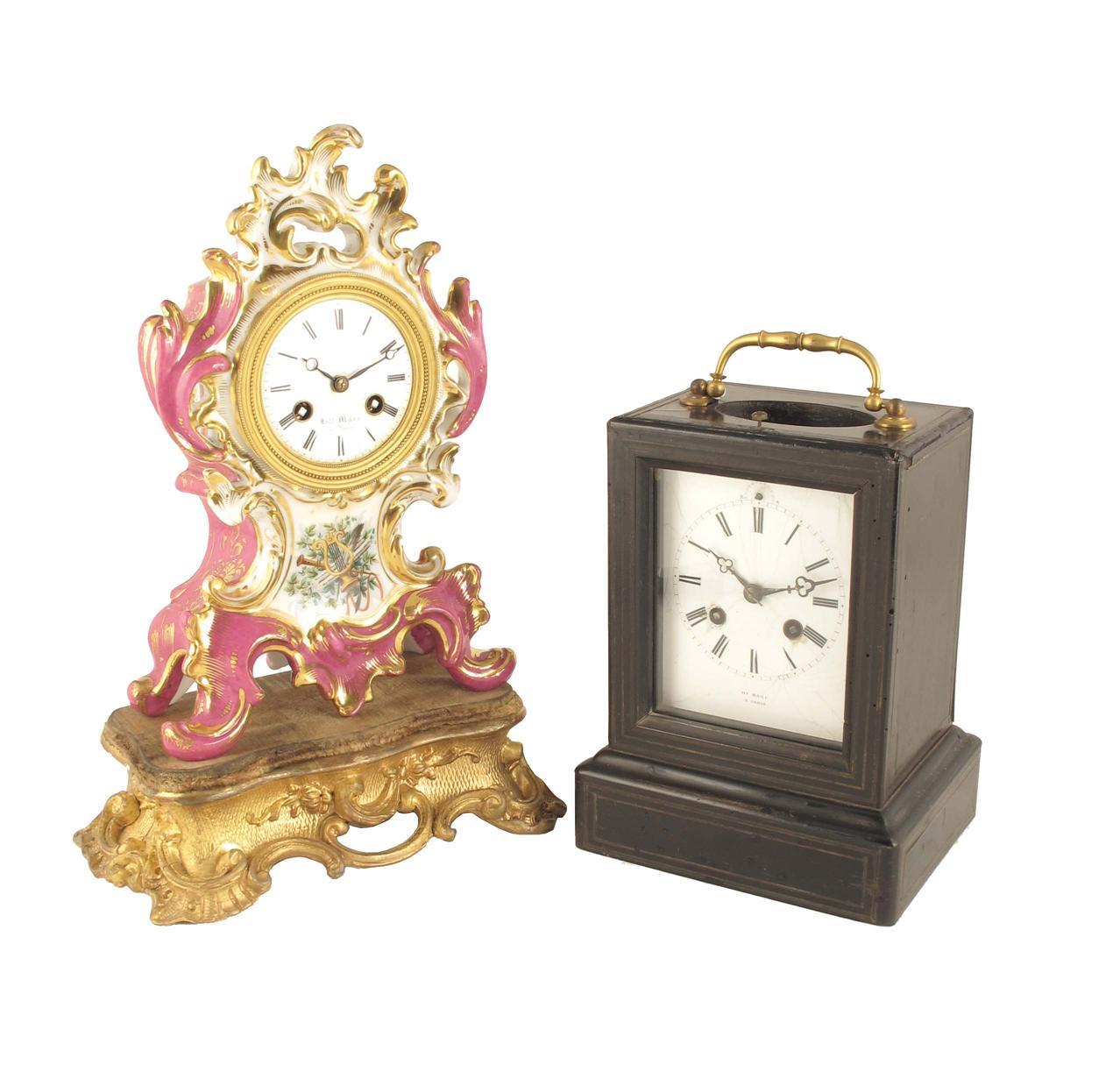 Appraisal: A continental painted porcelain mantel clock