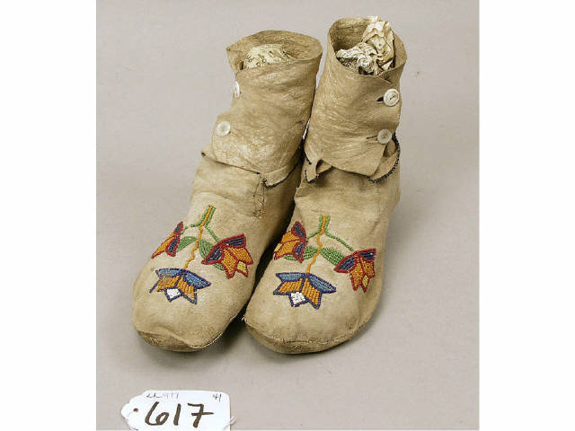 Appraisal: Plains Indian beaded high top moccasins with floral pattern with