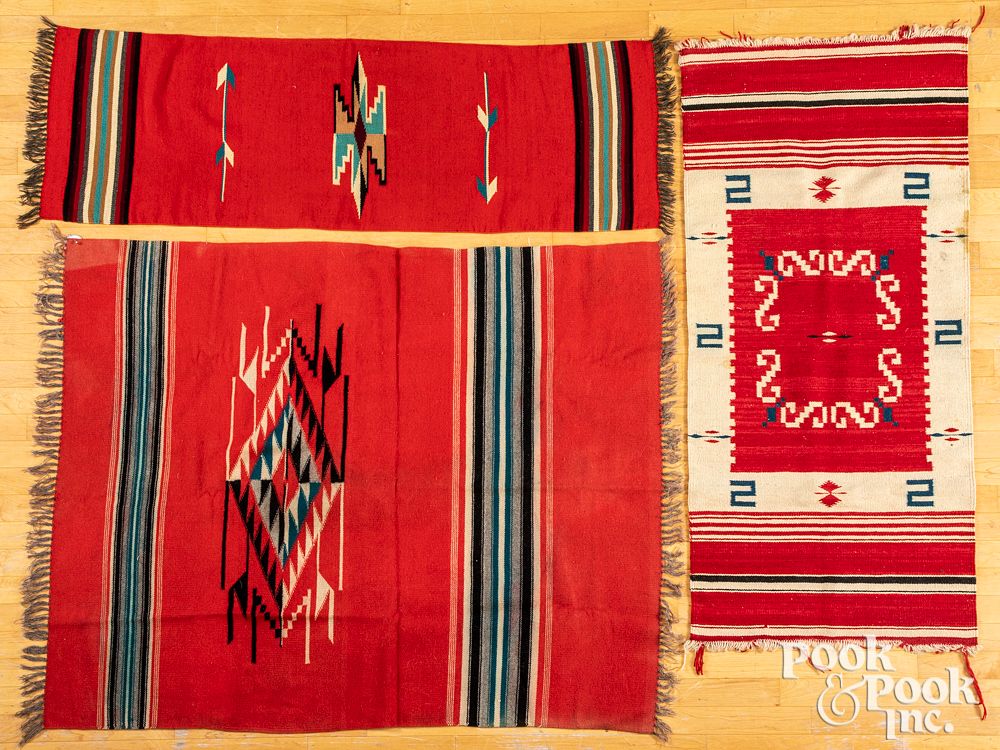 Appraisal: Three southwest themed textiles Three southwest themed textiles to include