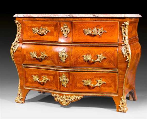 Appraisal: COMMODE EN TOMBEAU Louis XV Paris circa Tulipwood and rosewood