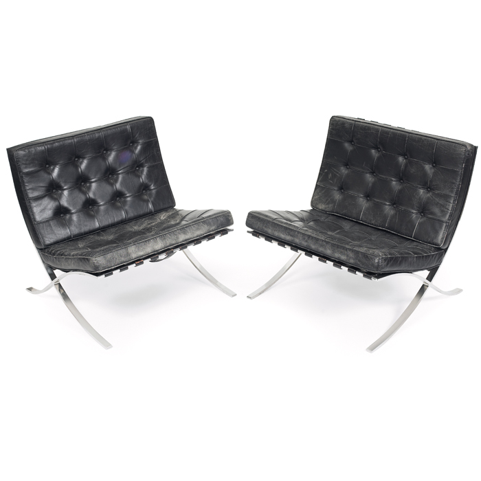 Appraisal: Ludwig Mies van der Rohe Barcelona chairs pair by Knoll