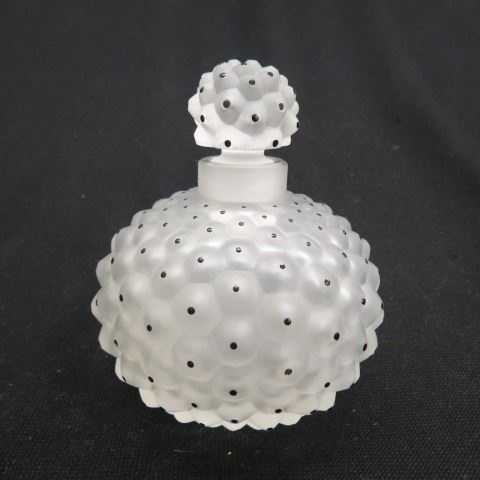 Appraisal: Lalique French Crystal Perfume Bottle enameled floral excellent