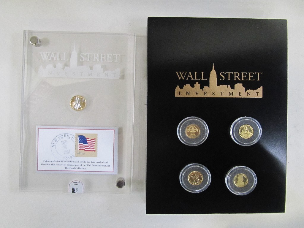 Appraisal: Lot comprising Limited Edition Wall Street gold coin and four