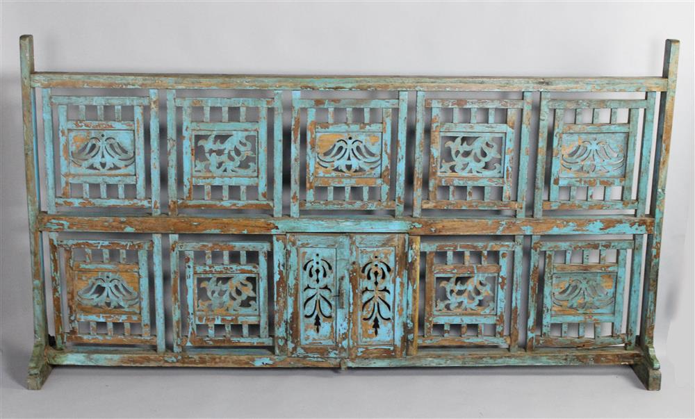 Appraisal: CARVED AND PATINATED WOOD LOW SCREEN the rectangular panel comprised