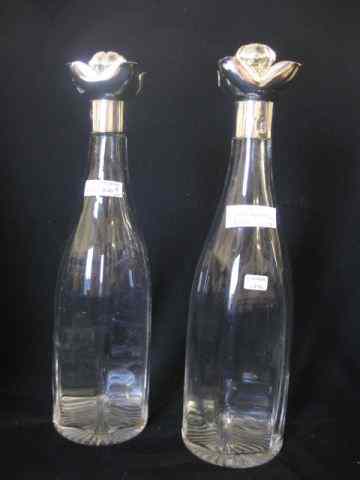 Appraisal: Sterling Silver Crystal Decanters Chester hallmarks of '' tall floral