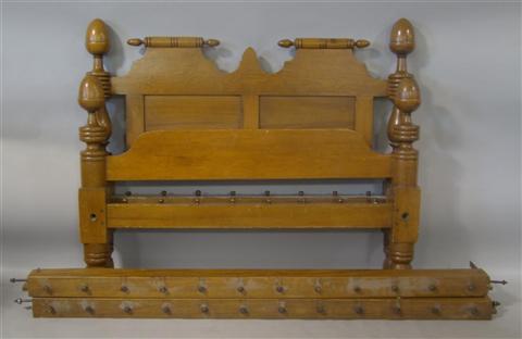 Appraisal: AMERICAN PINE AND FRUITWOOD FULL SIZE ROPE BED WITH ACORN