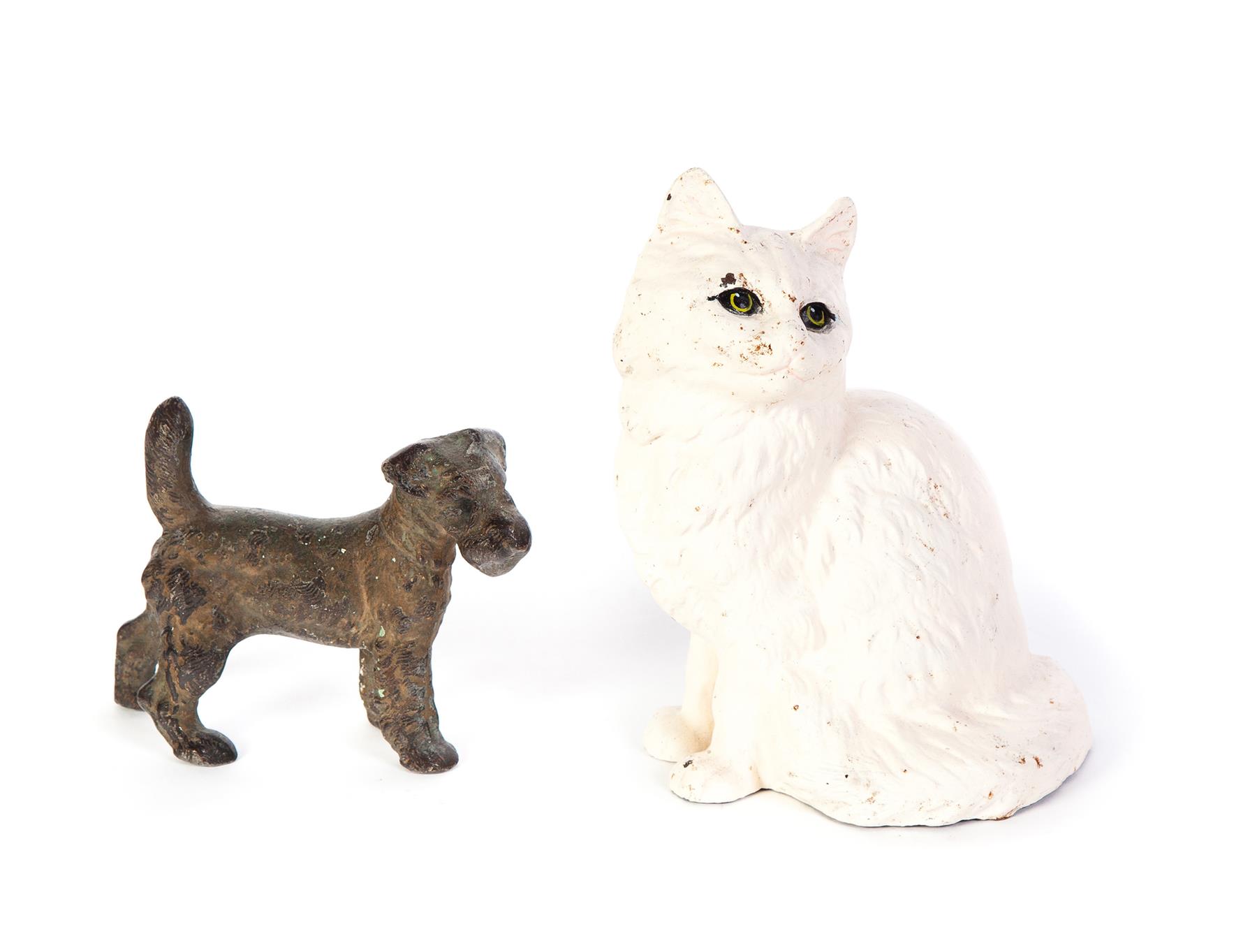 Appraisal: TWO AMERICAN DOORSTOPS Twentieth century Hubley cat doorstop h and