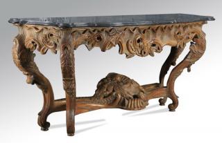 Appraisal: Rococo Revival carved marble top console w Rococo Revival marble