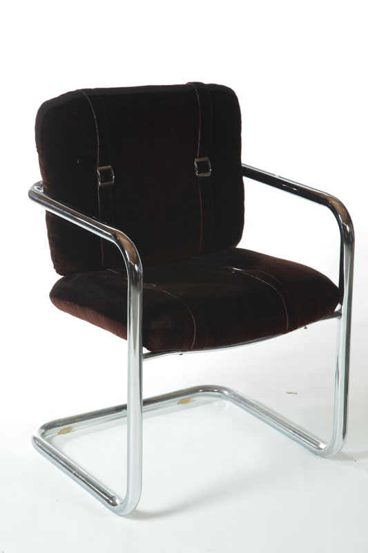 Appraisal: SIX MODERN CHAIRS Denmark or America ca Chromed metal and