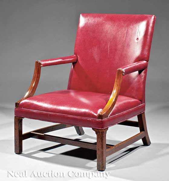 Appraisal: A George III Mahogany Library Armchair rectangular back and seat