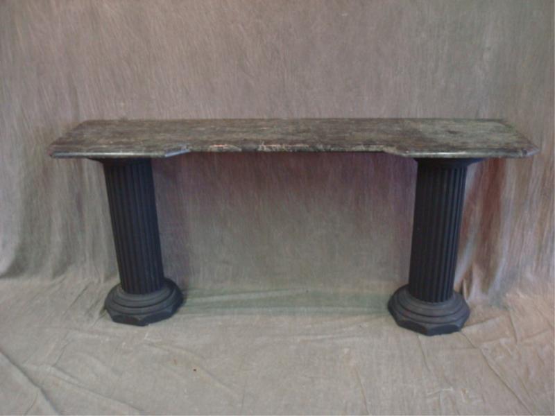 Appraisal: Marbletop pedestal console table Property from New Rochelle NY Dimensions