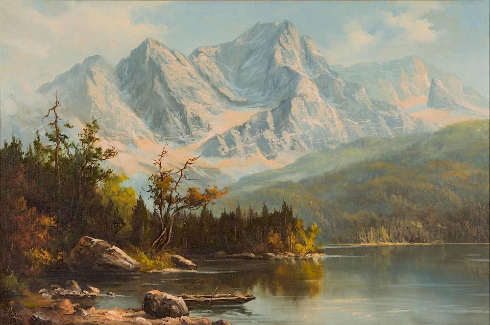 Appraisal: LUDWIG MUNNINGER German th century Mountain View oil on canvas