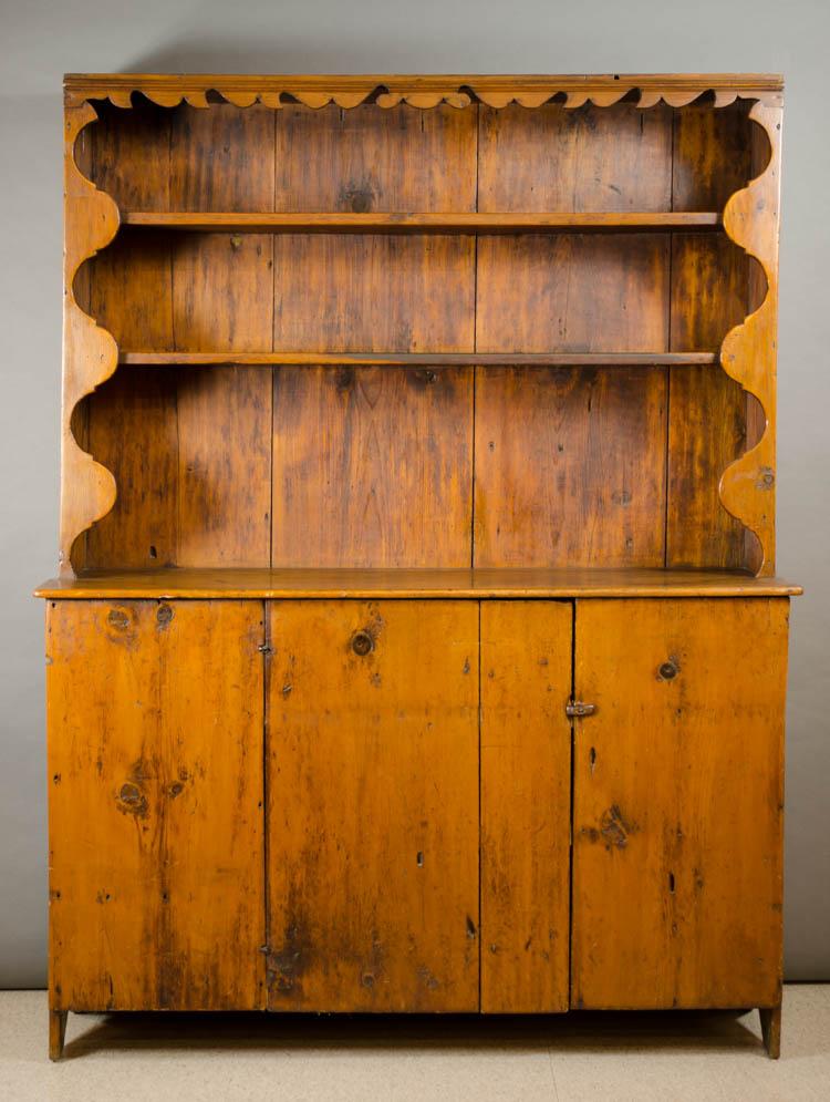 Appraisal: NEW ENGLAND OPEN CUPBOARD Vermont th century the pine case