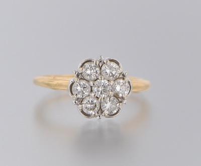 Appraisal: A Ladies' Vintage Diamond Cluster Ring k yellow gold ring