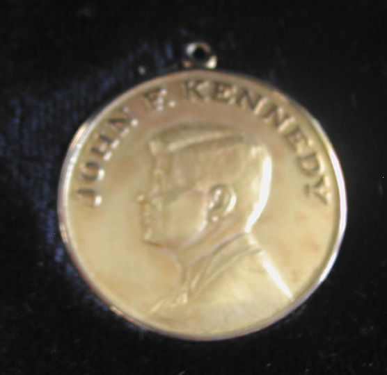 Appraisal: Boxed Fourteen-Karat Yellow Gold Charm of John F Kennedy the