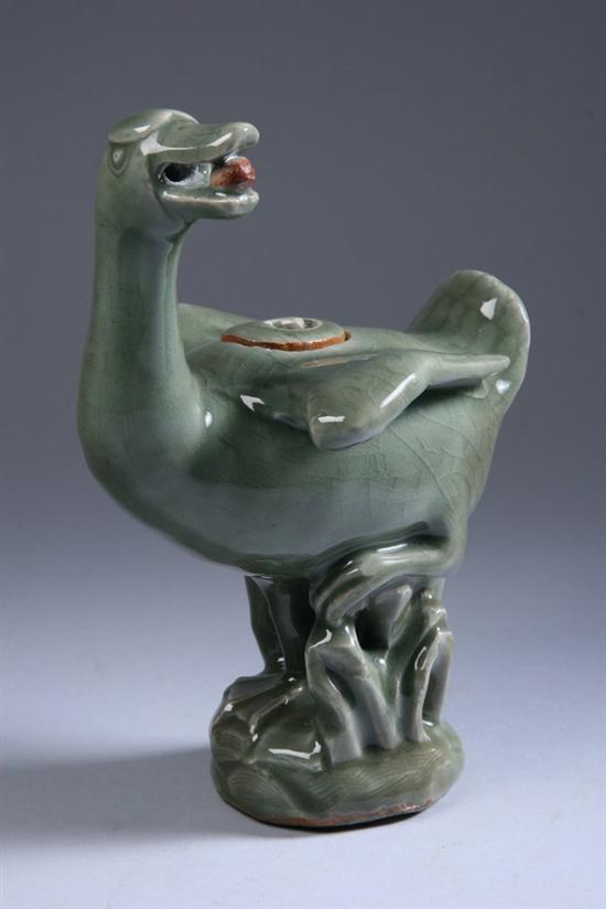 Appraisal: CHINESE CELADON PORCELAIN FIGURE OF A DUCK Ming Dynasty -