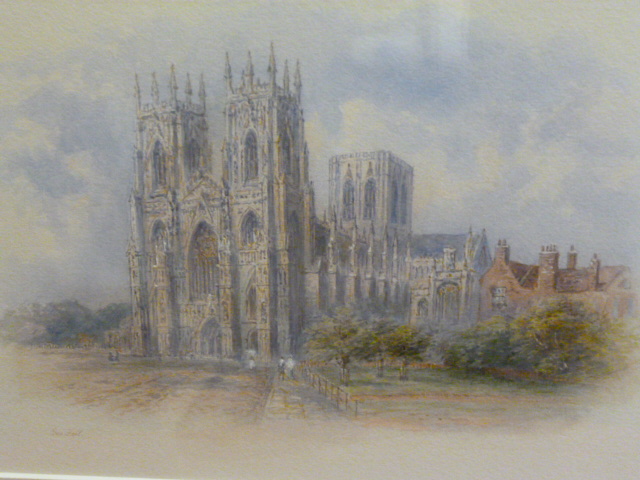 Appraisal: GEORGE FALL - View of York Minster watercolour and pencil