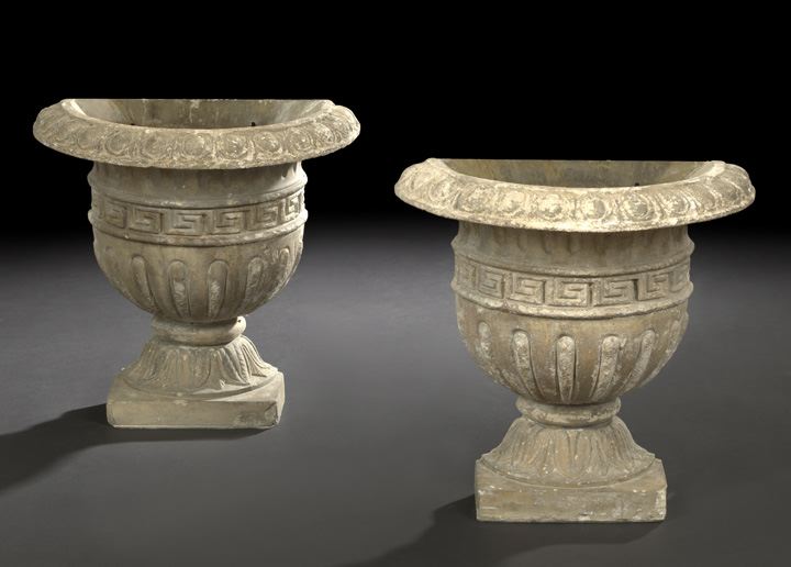 Appraisal: Unusual Pair of Cast-Stone Planters first quarter th century of