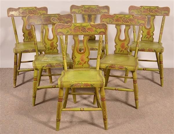 Appraisal: Set of Six PA Boot-jack Back Sidechairs Set of Six