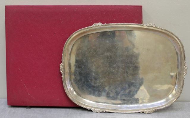 Appraisal: SILVER Silver Serving Tray Inscribed on back To Susan Jules