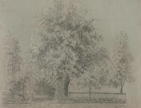 Appraisal: Attributed to ANKER ALBERT Ins Garden entrance with large tree