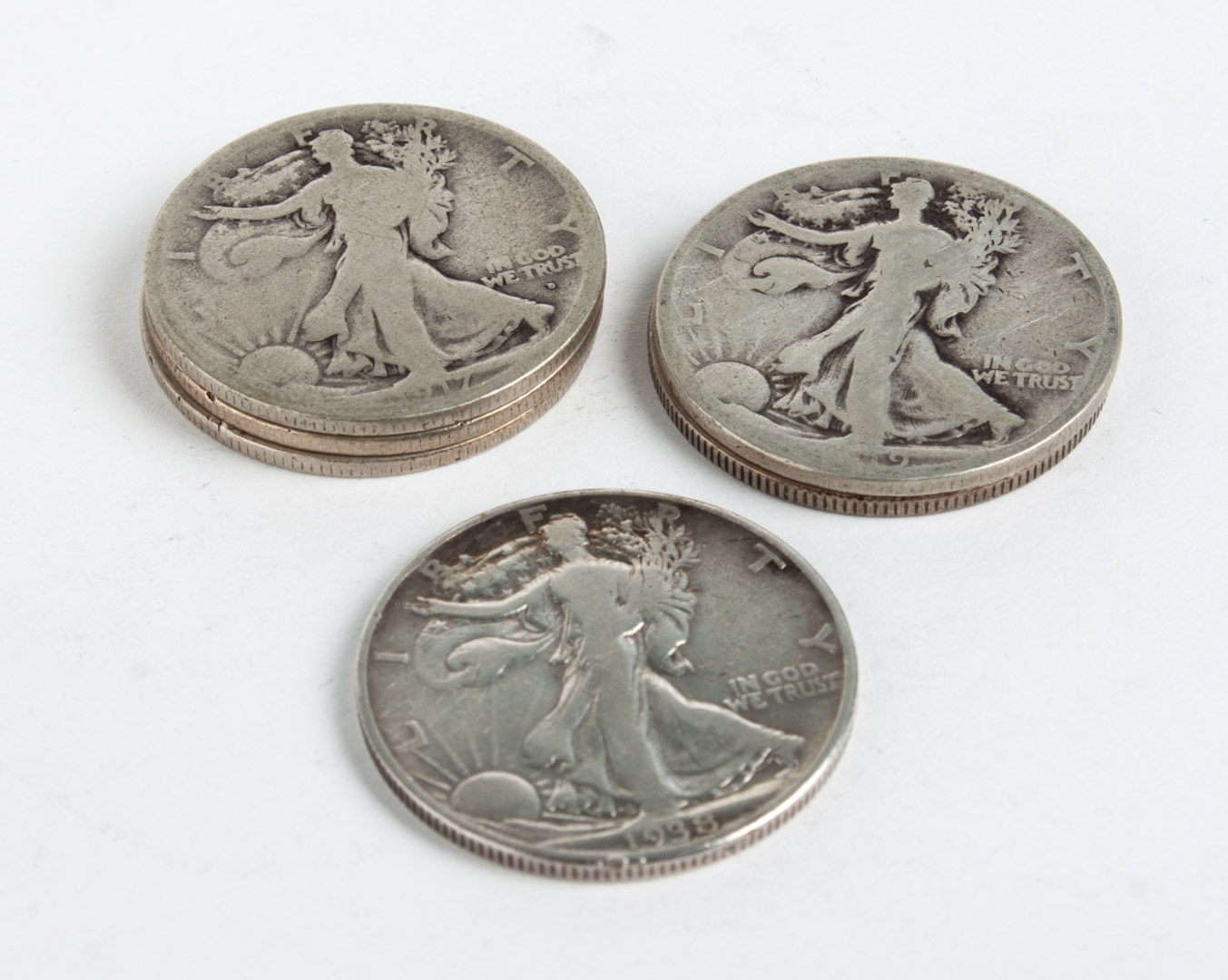 Appraisal: Six United States Walking Liberty Half dollars comprising -D obverse