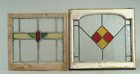 Appraisal: TWO LEADED GLASS WINDOWS Clear glass with ripple design surrounds