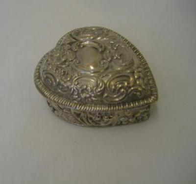 Appraisal: A LATE VICTORIAN PILL BOX of heart form embossed all