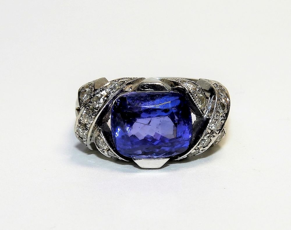 Appraisal: Beautiful KT White Gold Tanzanite Lady's Ring th century Radiant