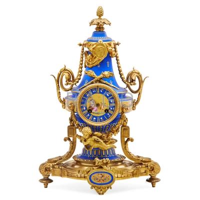 Appraisal: FRENCH GILT BRONZE MOUNTED PORCELAIN MANTEL CLOCK Condition Report