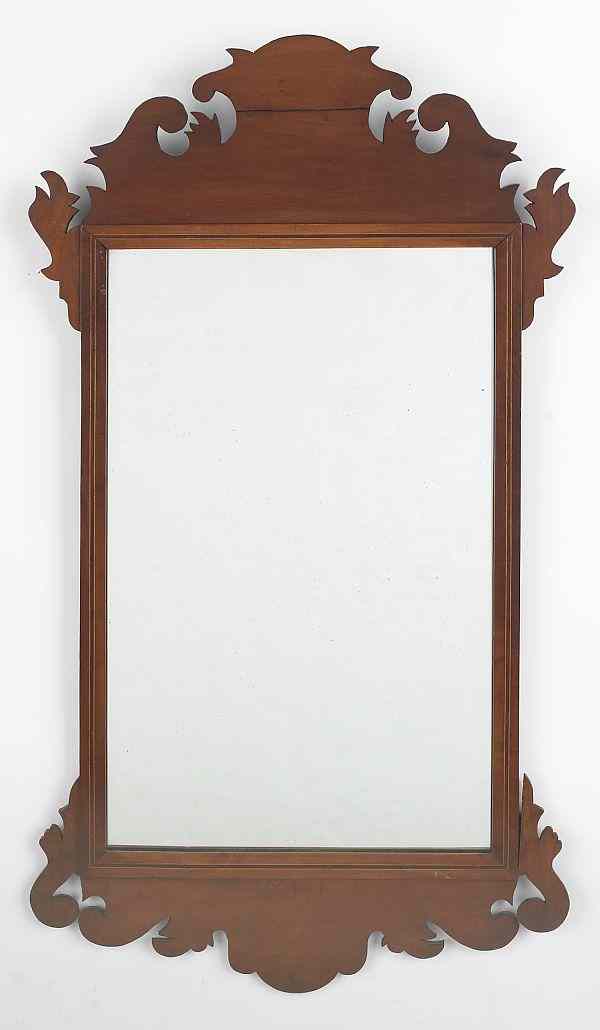 Appraisal: Cherry Chippendale looking glass late th c x