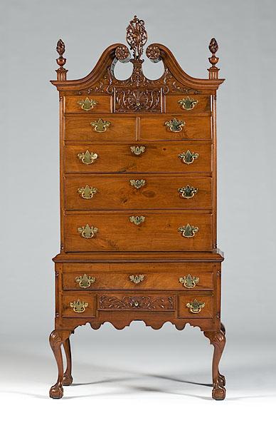 Appraisal: CHIPPENDALE-STYLE HIGH CHEST OF DRAWERS American ca - with additions