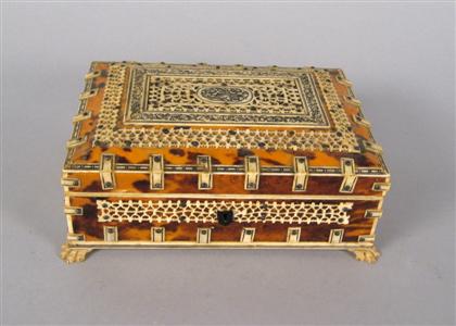 Appraisal: Indian tortoiseshell veneered and ivory box early th century Of