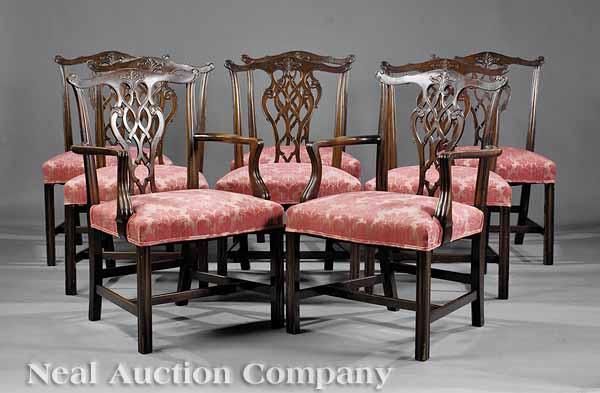 Appraisal: A Fine Suite of Eight Antique George III-Style Carved Mahogany