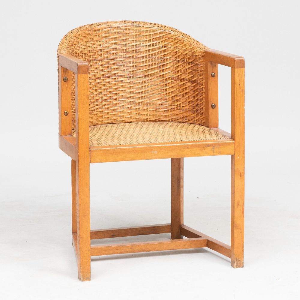 Appraisal: Wilhelm Schmidt Oak and Caned Armchair x x in Barry