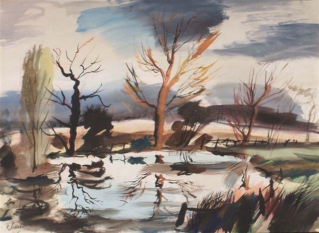 Appraisal: ROWLAND SUDDABY - - A wooded pool signed watercolour and