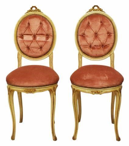 Appraisal: pair Venetian painted hall chairs th c in light green