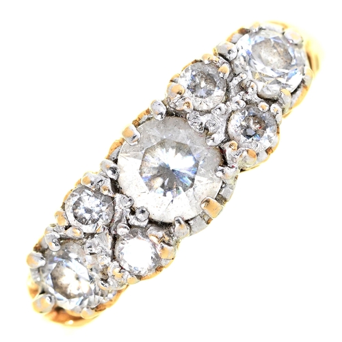 Appraisal: A seven stone diamond ring in ct gold g size