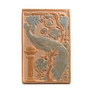 Appraisal: California Art Tile Richmond Peacock Grape Design Length inches Width