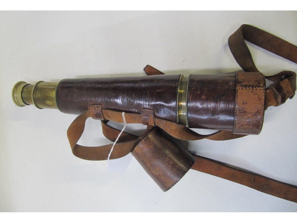 Appraisal: Brass telescope in leather case