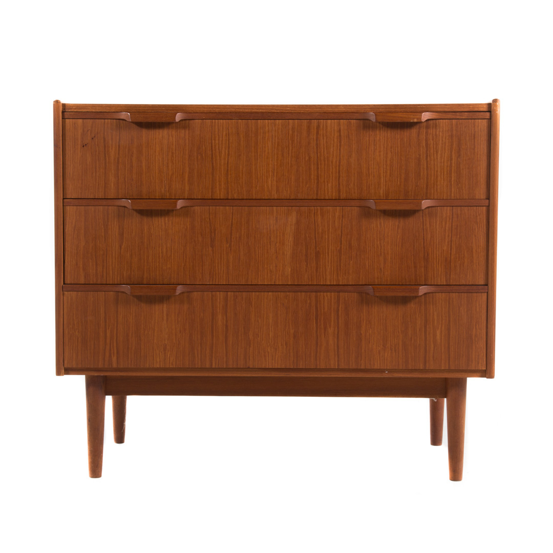 Appraisal: Danish Modern teakwood three-drawer chest maker and designer stamp on