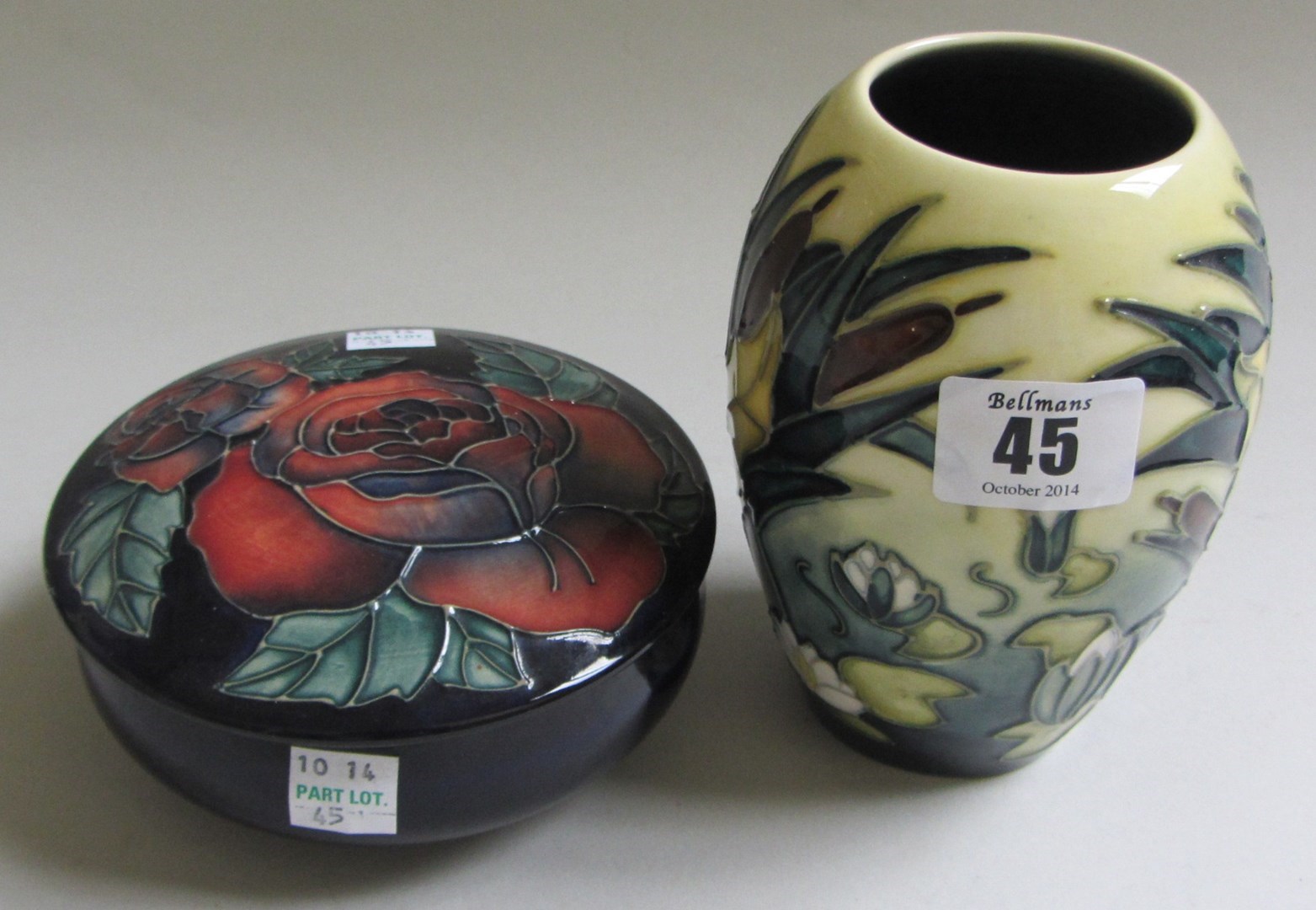 Appraisal: A Moorcroft pottery vase decorated in the 'Bullrush' pattern against