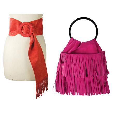 Appraisal: Yves Saint Laurent Fringed Handbag and Belt Estimate -