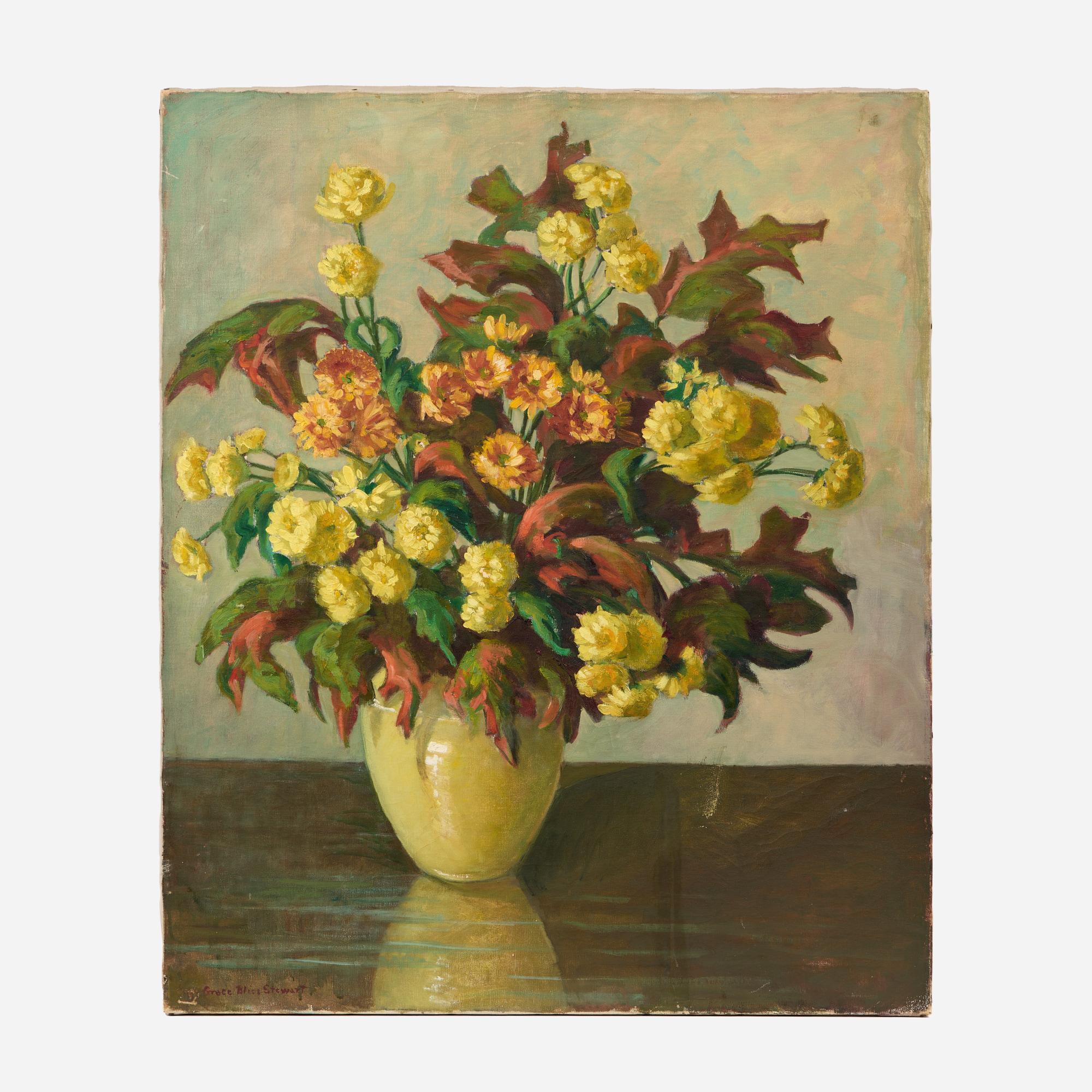 Appraisal: GRACE BLISS STEWART FLORAL STILL LIFE OIL ON CANVAS Grace