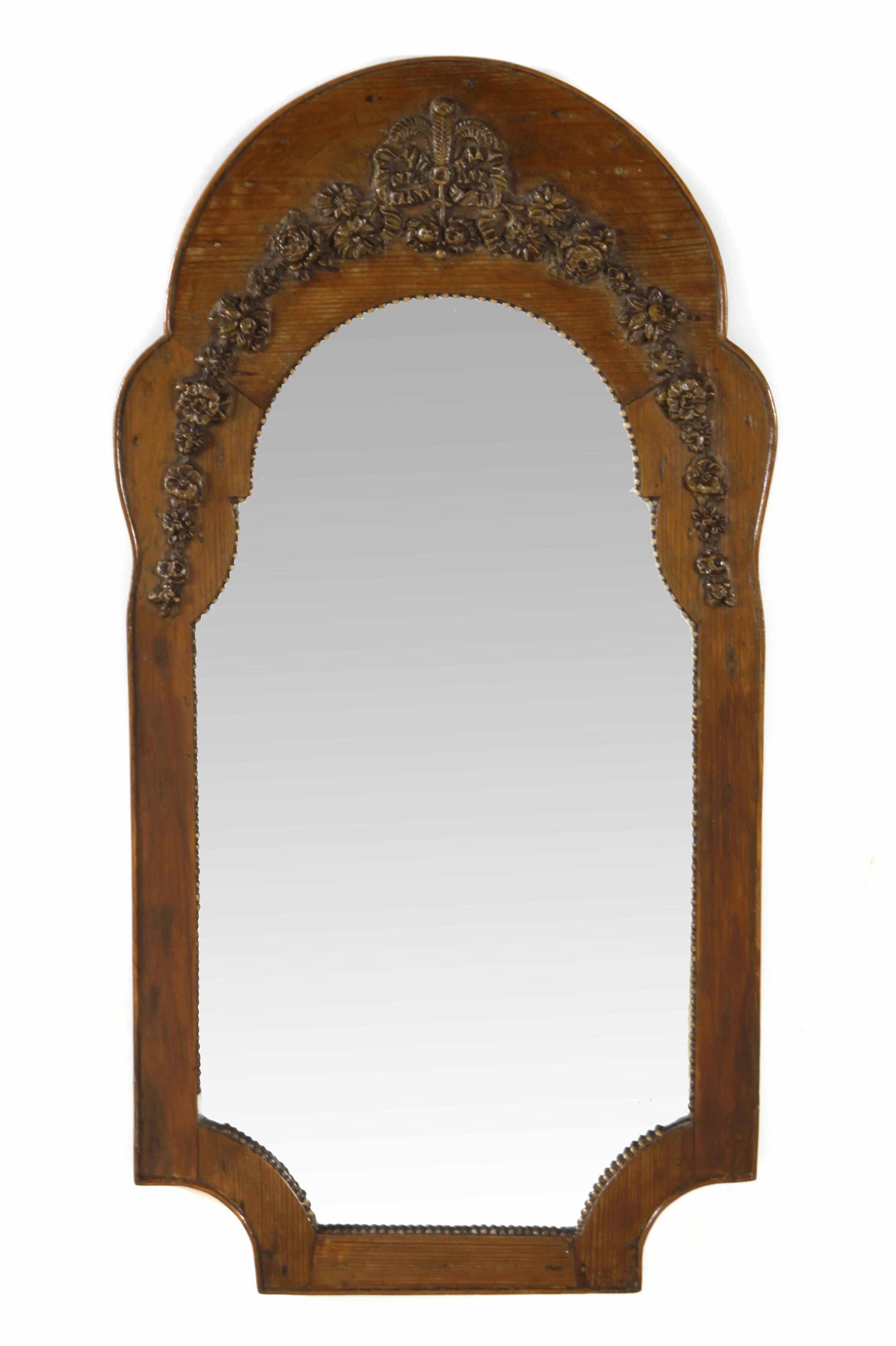 Appraisal: A Continental stripped pine and composition beveled glass mirror th